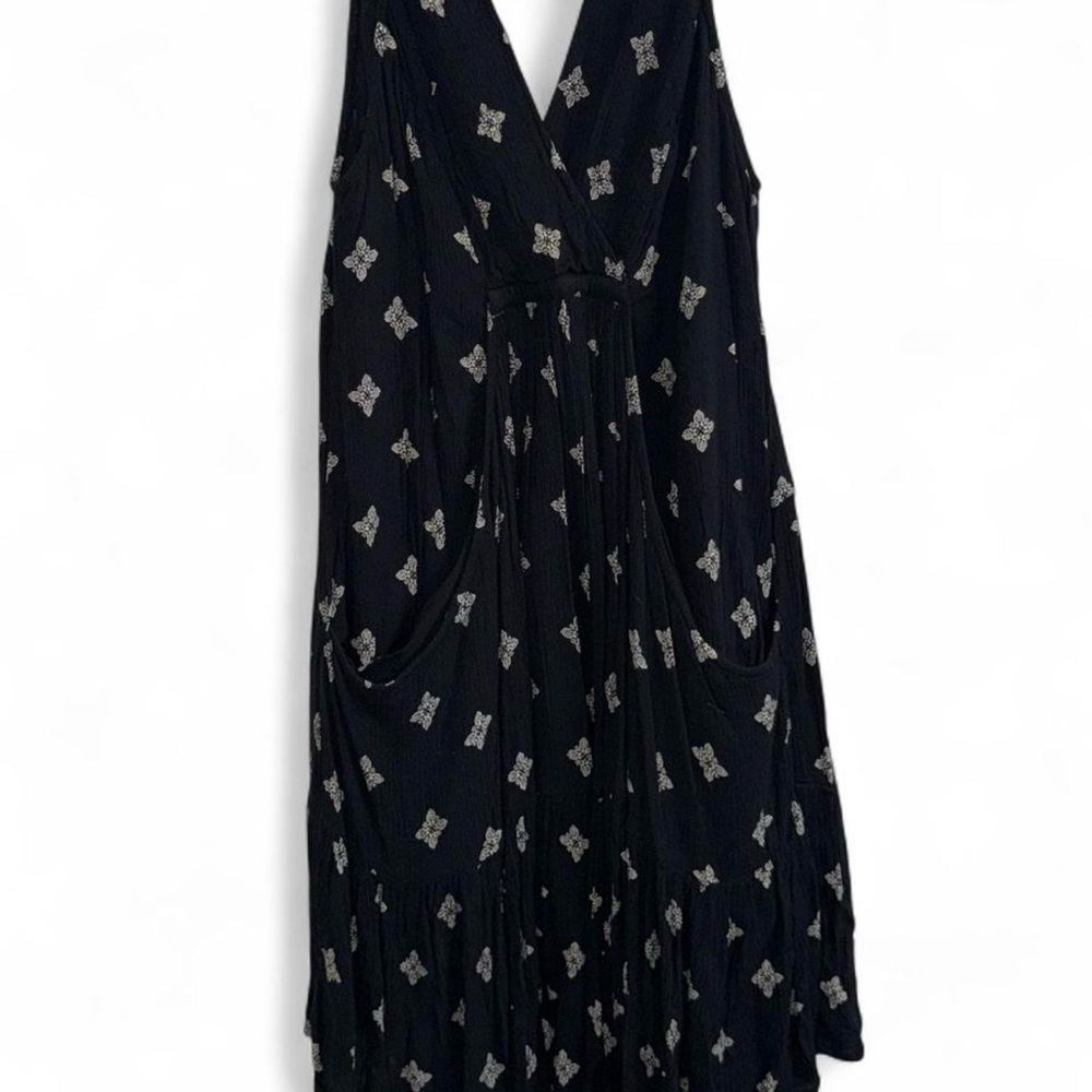 Free People V-neck Boho Sleeveless Mini Dress with Pockets Size Small